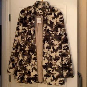 Faux fur camo teddy coat